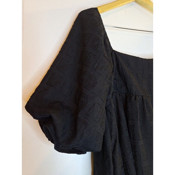 SWEET LEMON Black Puff Sleeve Babydoll Mini Dress Sz M Whimsy Goth Witchy Mature - Picture 4 of 11